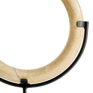 Zoro Cream Marble Ring Sculpture on Metal Stand