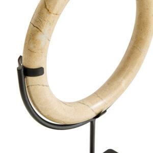 Zoro Cream Marble Ring Sculpture on Metal Stand