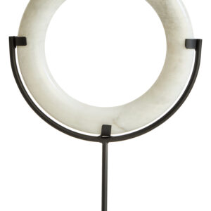 Zoro White Marble Ring Sculpture on Metal Stand