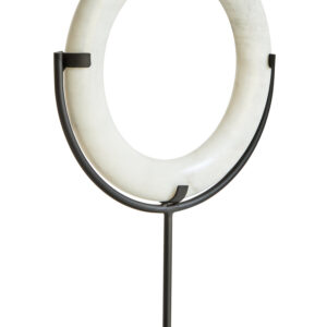 Zoro White Marble Ring Sculpture on Metal Stand