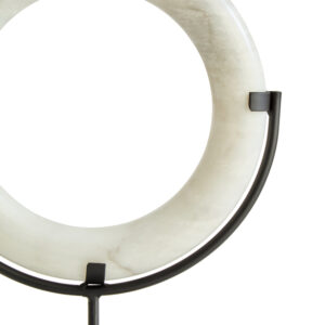 Zoro White Marble Ring Sculpture on Metal Stand