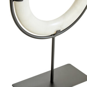 Zoro White Marble Ring Sculpture on Metal Stand