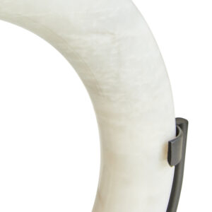Zoro White Marble Ring Sculpture on Metal Stand