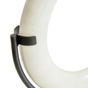 Zoro White Marble Ring Sculpture on Metal Stand