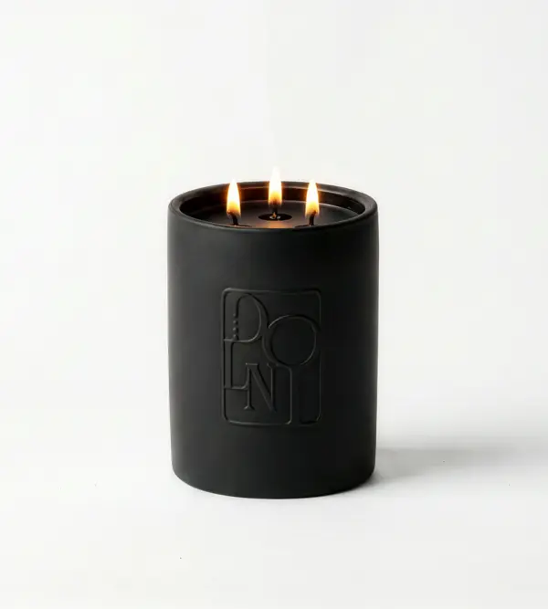 Dolni Large Black Ceramic 600g Tuberose & Sandalwood Candle