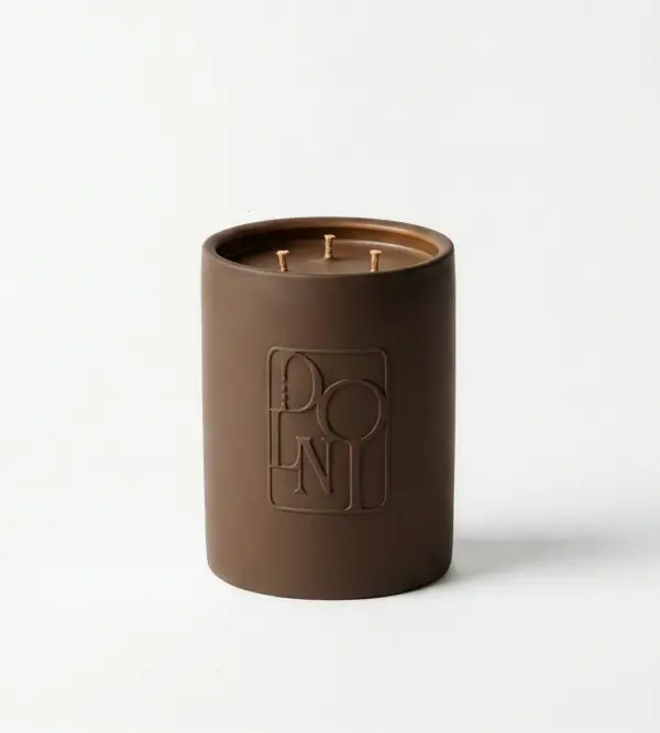 Dolni Large Brown Ceramic 600g Tobacco & Oud Candle
